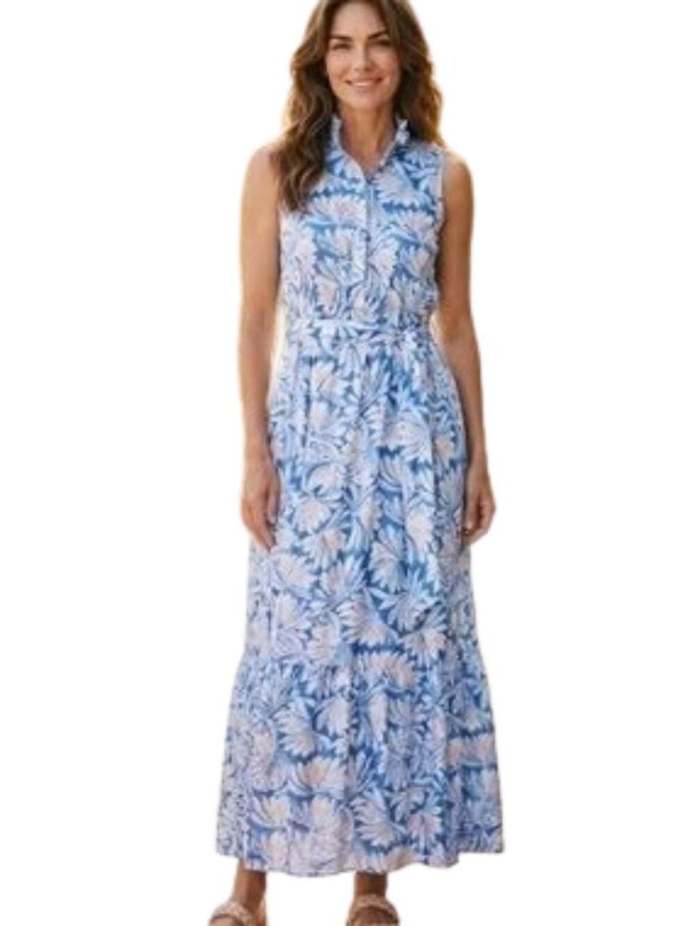 J. McLaughlin Blue Floral Sleeveless Maxi Dress